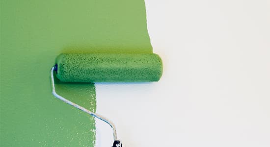 Green paint on roller