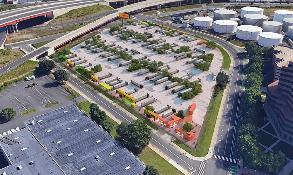 A rendering of an industrial outdoor asset part of a Criterion Group and Columbia Pacific Advisors.