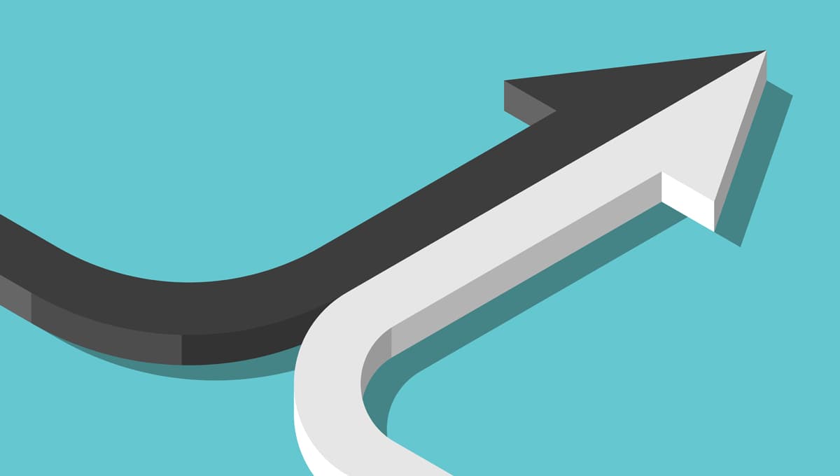 Two arrows merging into one