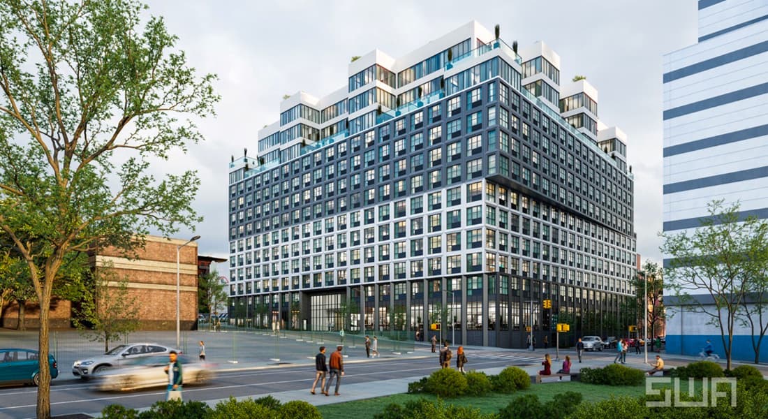 A rendering of a multifamily project at 120 East 144th Street in the Bronx, New York,