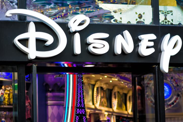 Disney logo on storefront in Paris.