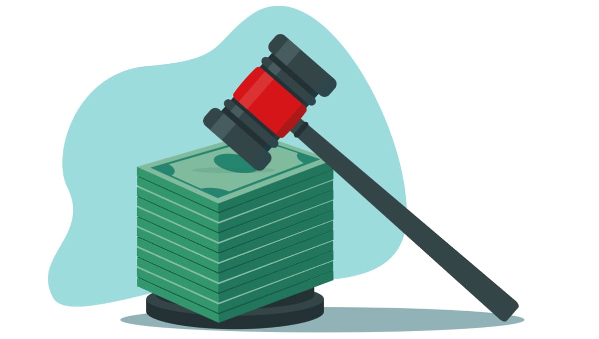 Gavel on cash