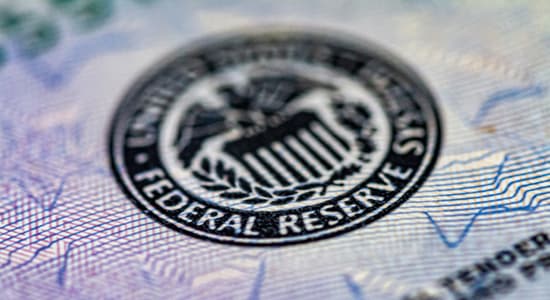 Photo of the US Federal Reserve logo. Source: Getty