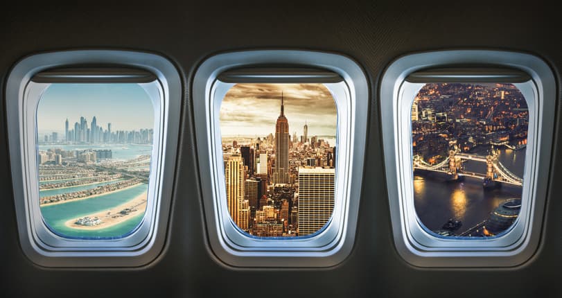 Airplane windows world travel