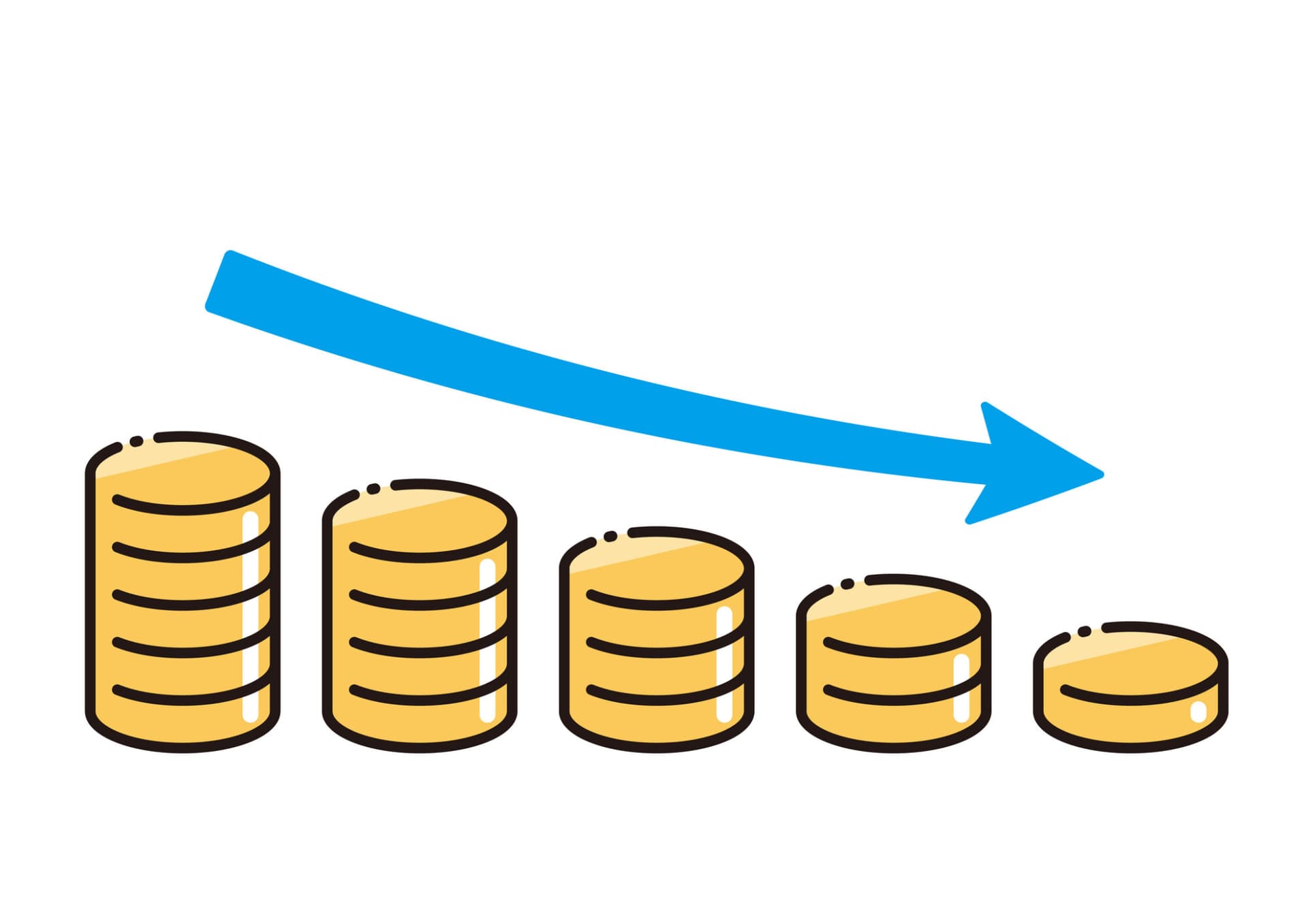 money paid down, debt paid, coins, money, down arrow