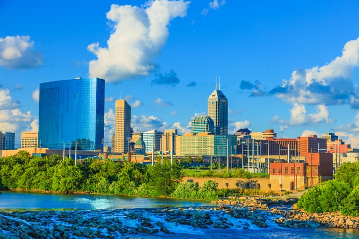 Indianapolis skyline with the White River, Indiana