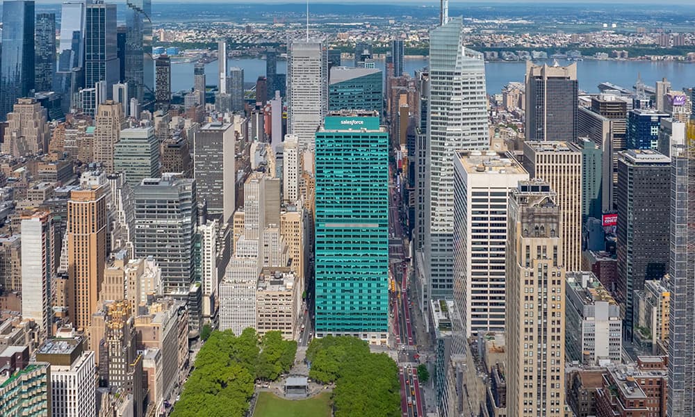 An aerial photograph of 3 Bryant Park in New York City.