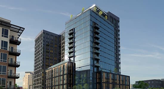 A rendering of Kaia Residences in Denver, Colorado.