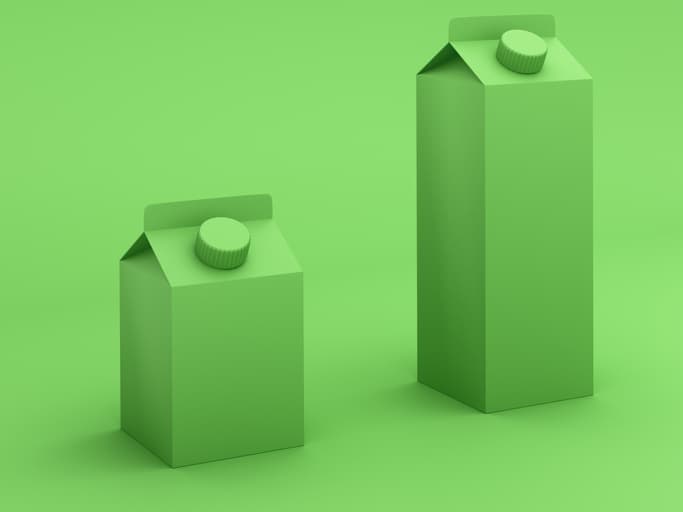 Green toned milk boxes. Digitally generated image