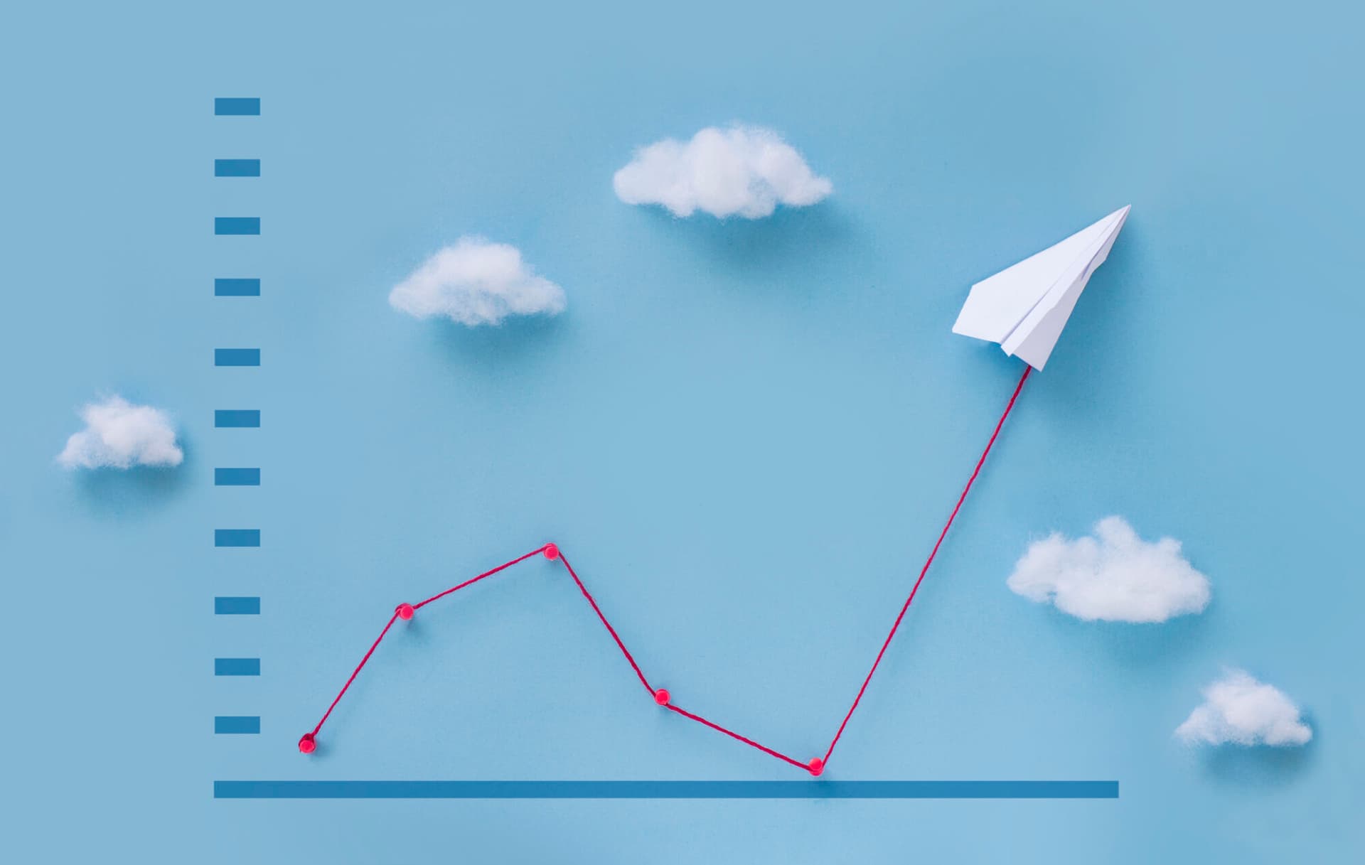 plane pulling business finance growth chart