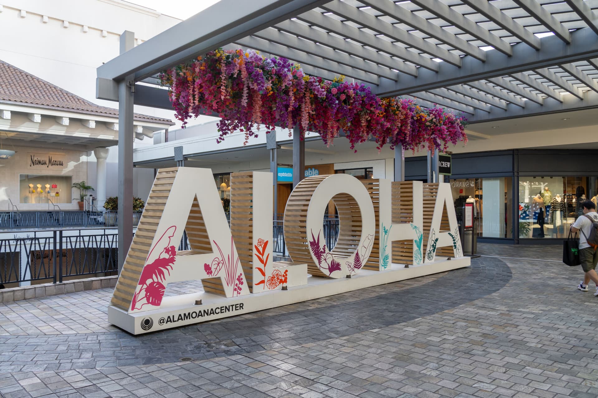 Honolulu, HI, USA - January 14, 2024: Aloha sign at the Ala Moana shopping mall in Honolulu, Hawaii.