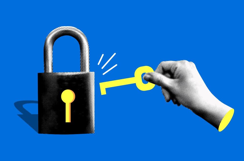 Illustration of a lock and key.