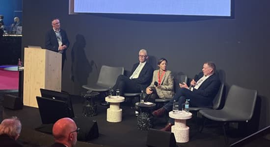 Panellists on a sustainable financing discussion during Expo Real 2025