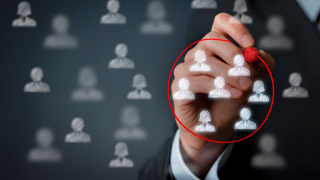 A man circles a group of individuals in an illustration of a group