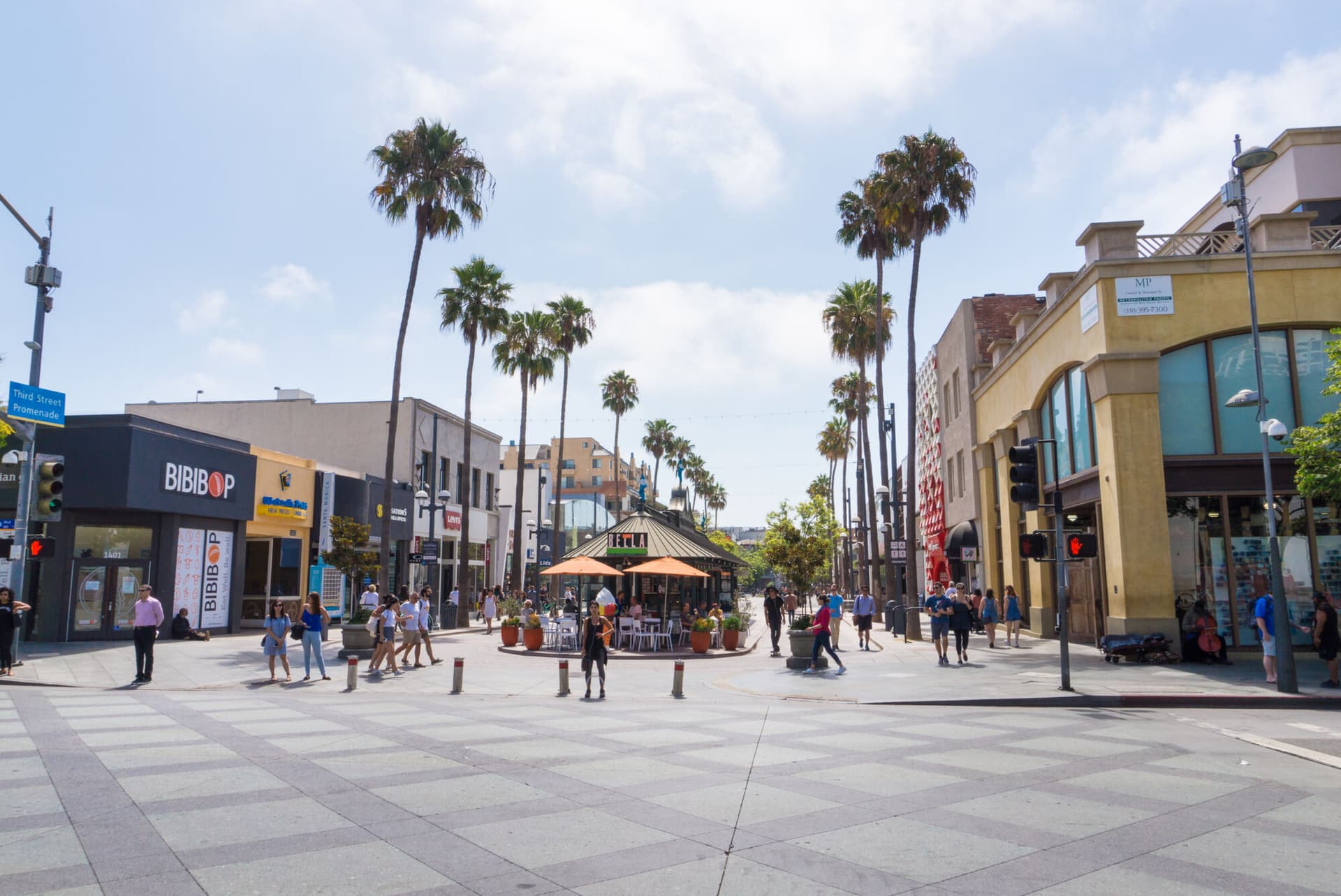 Image of Los Angeles, USA - August 18, 2017: Third Street Promenade in Santa Monica is a popular shopping street and attraction.