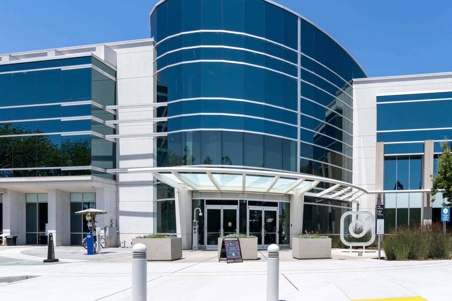 Menlo Park, CA, USA - June 8, 2023: Instagram headquarters in Menlo Park, CA, USA. Instagram is a photo and video sharing social networking service owned by American company Meta Platforms.