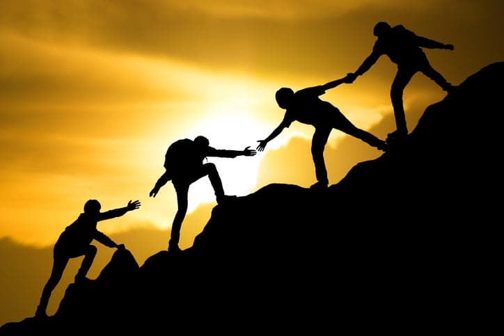 climb, mountain, difficult, teamwork, challenging