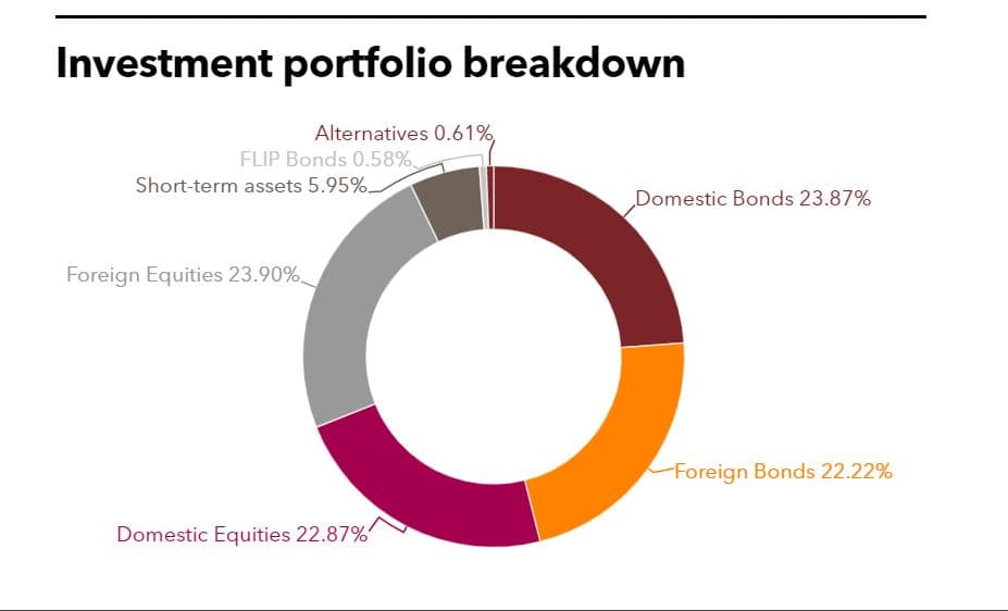 Investment portfolio breakdown for Government Pension Investment Fund, Japan (GPIF)