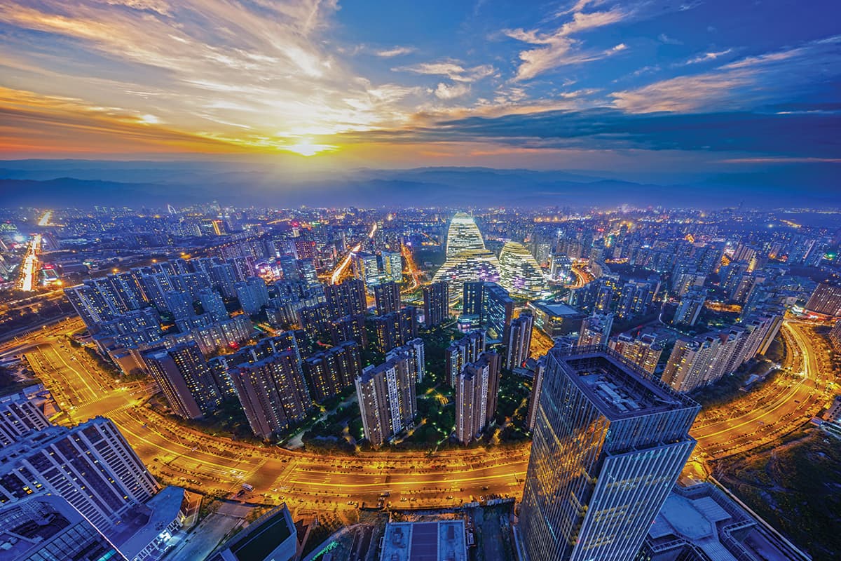 Beijing panorama at sunset