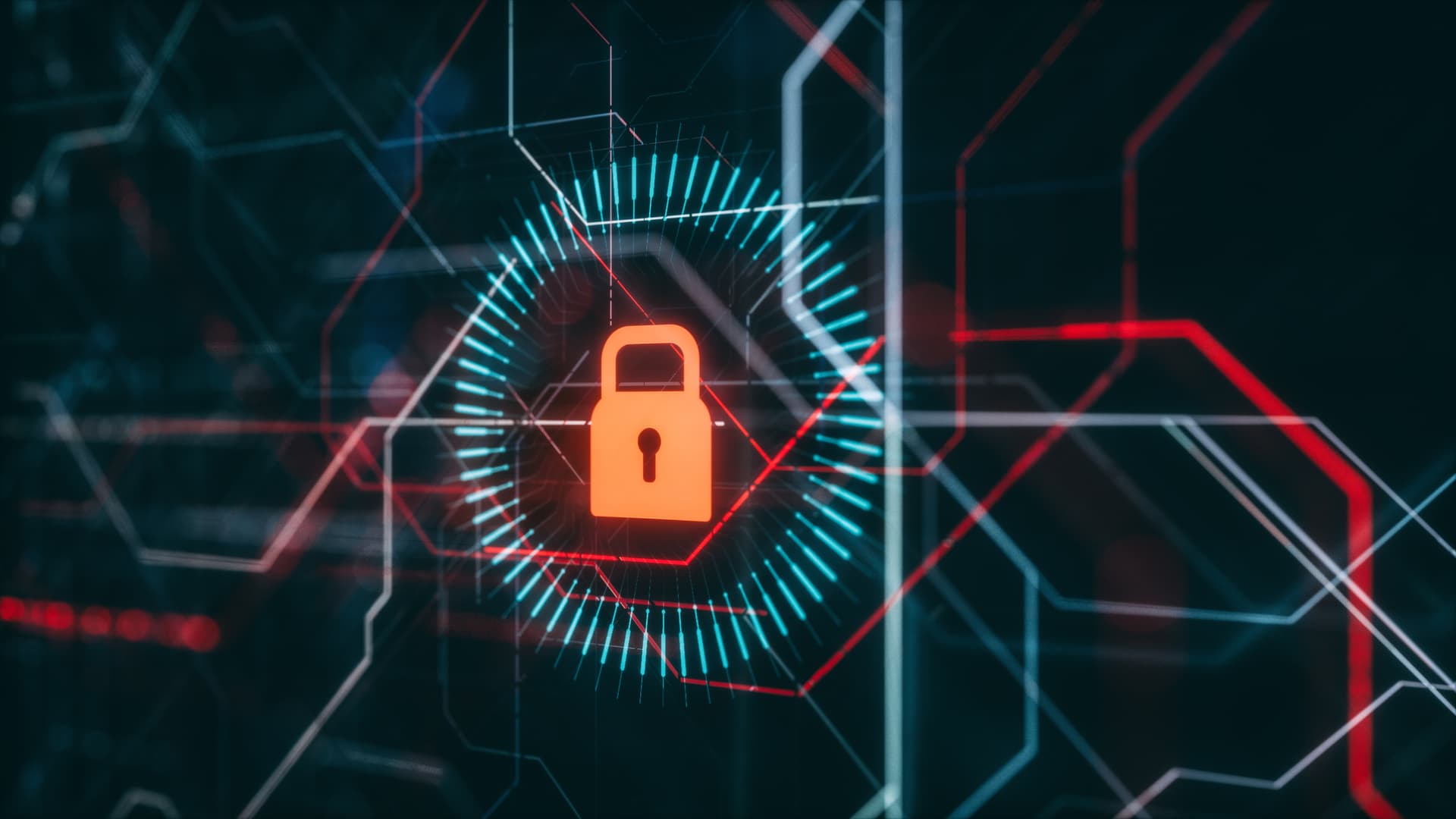 Graphic of a blue digital padlock.