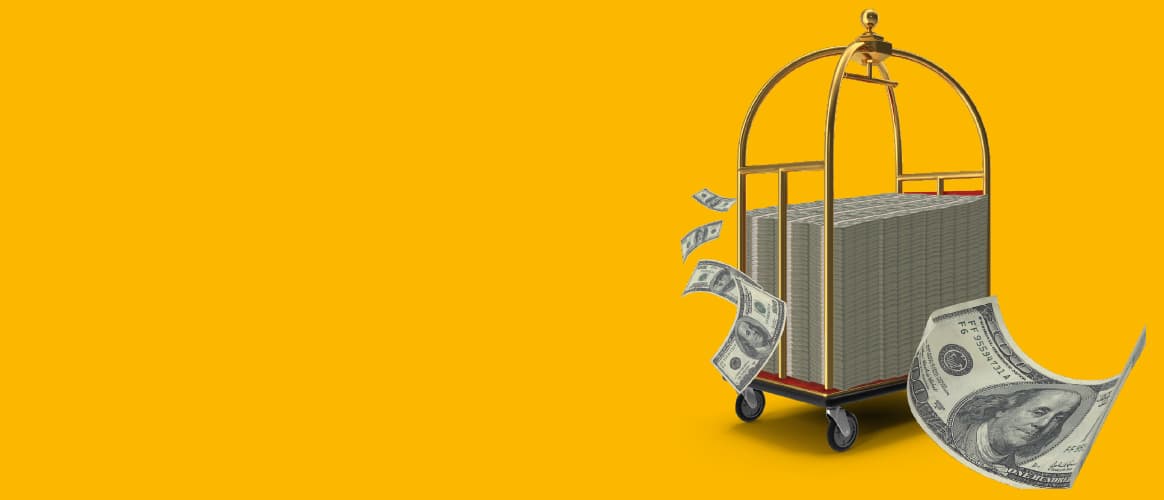 Hotel trolley cash dollars