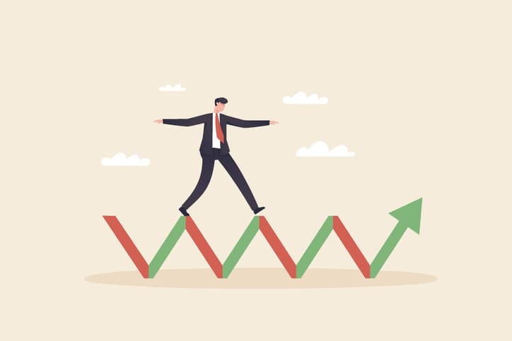 Graphic depicting navigating market volatility.
