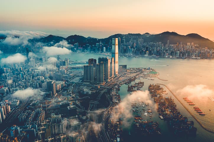 Hong Kong skyline at sunset