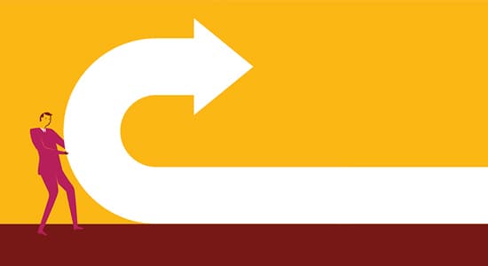Man holding turning arrow