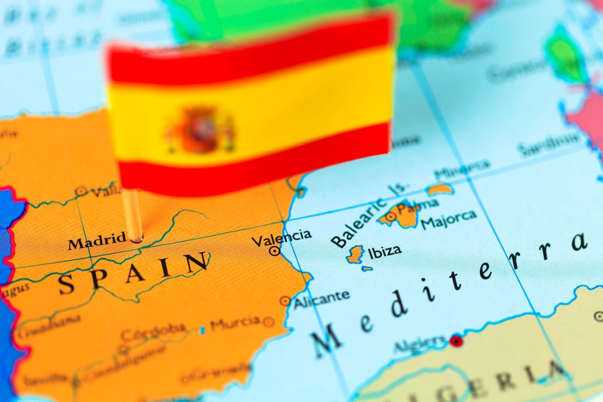 Map and flag of Spain