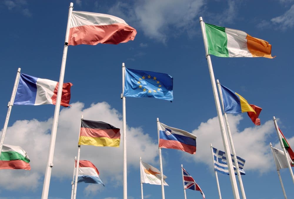 Flags of European countries.