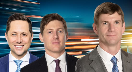 Invesco's Charlie Rose and Chase Bolding next to Apollo's Bert Crouch