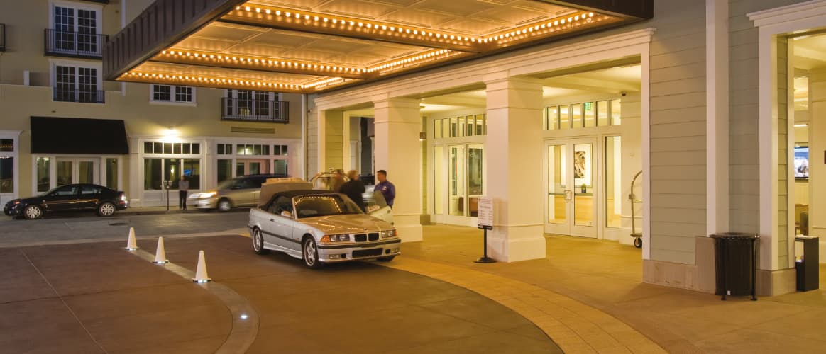 Entrance of a hotel lobby