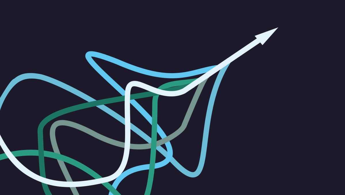Twisting path leads to a single arrow