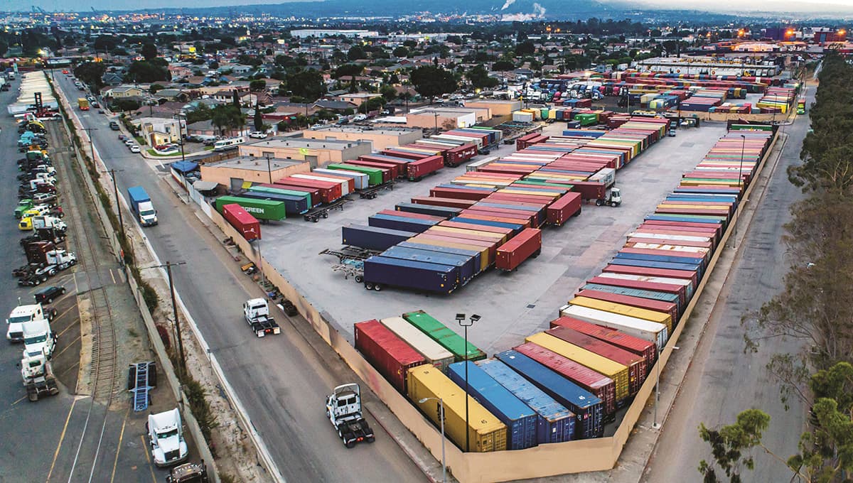 Realterm IOS drayage yard in Wilmington, California; industrial outdoor storage; T5