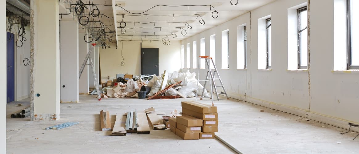 Image of a room in a building in construction.