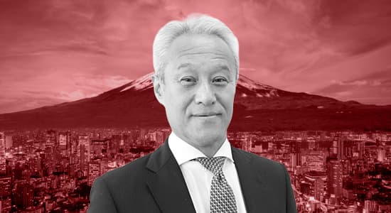 Yoshitaka Todoroki with Mount Fuji background in Pere colours